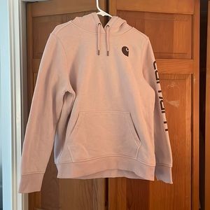 NWOT Carhartt Pink Women’s Relaxed Fit Logo Sleeve Graphic Hoodie - Size L